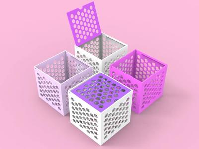 Desktop Cube Flip-Top Storage Box Container 10x10x10(cm) No Supports