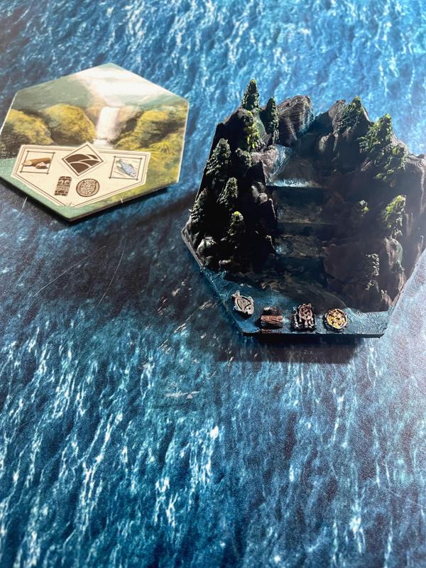 3D Island Tile Various Waterfalls - Robinson Crusoe: Adventures on the cursed island - board game lucified