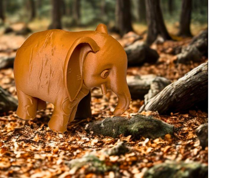 Crisply detailed elephant wood carving