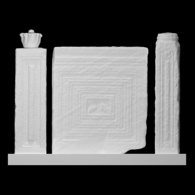 Ornemental slab with posts from a presbytery closure