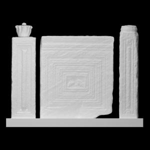 Ornemental slab with posts from a presbytery closure