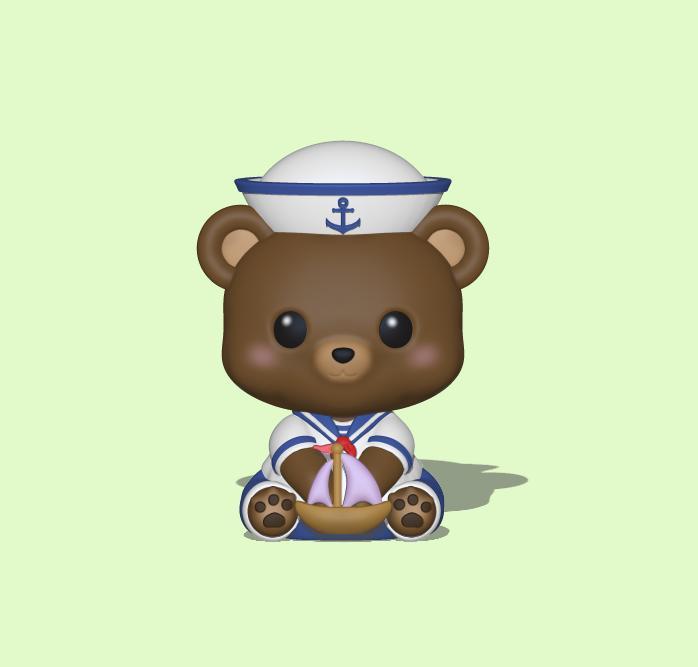 Cute Sailor Bear with Boat