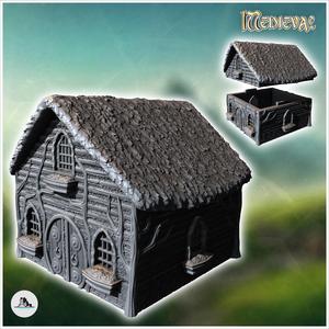 Hobbit house with round door and upstairs window (17) - Medieval Middle Earth Age 28mm 15mm RPG Shire