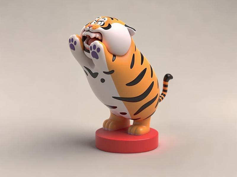 Fat Tiger - Dragon Soaring and Tiger Leaping Model Figurine Ornament - Children's Coloring Toy