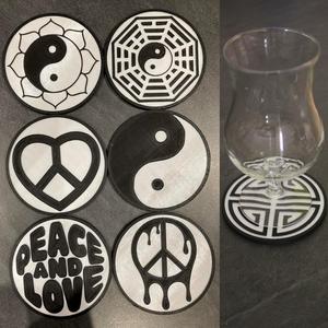 6 Coaster Yin Yang / Peace & Love