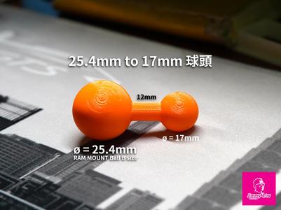 1" (25.4mm) to 17mm 球頭轉換 (for Home use only) 
