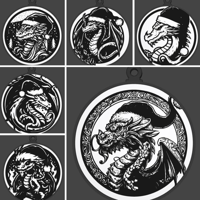 Christmas Dragon ornaments
