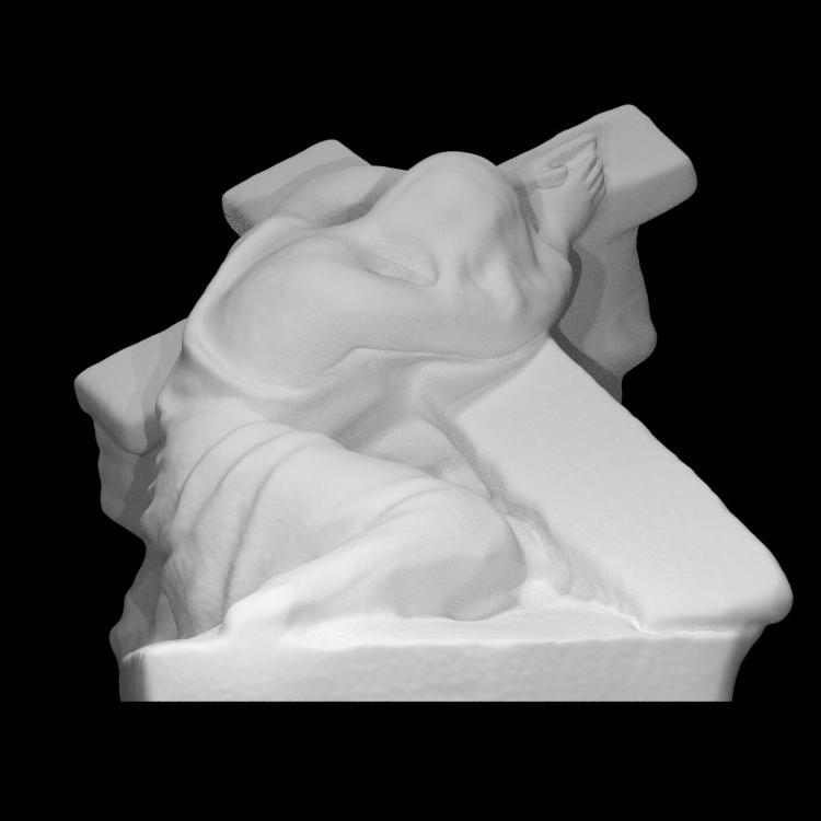 Woman grieving on a cross