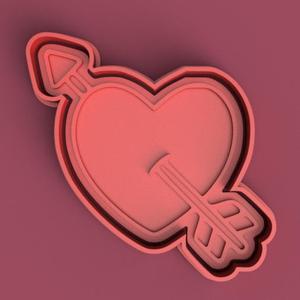 Cortante + Estampa San Valentin Corazon Corazon con Flecha / Cutter + Stamp Valentines day Heart with Arrow