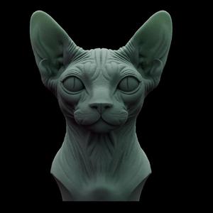 Cat Sphynx Bust 03