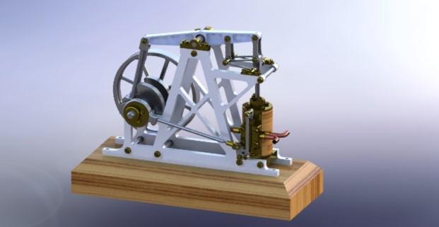 single cylinder balance beam steam engine