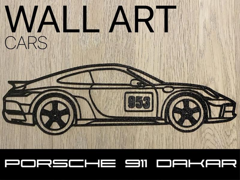 Car silhouette wall art - Porsche 911 Dakar   
