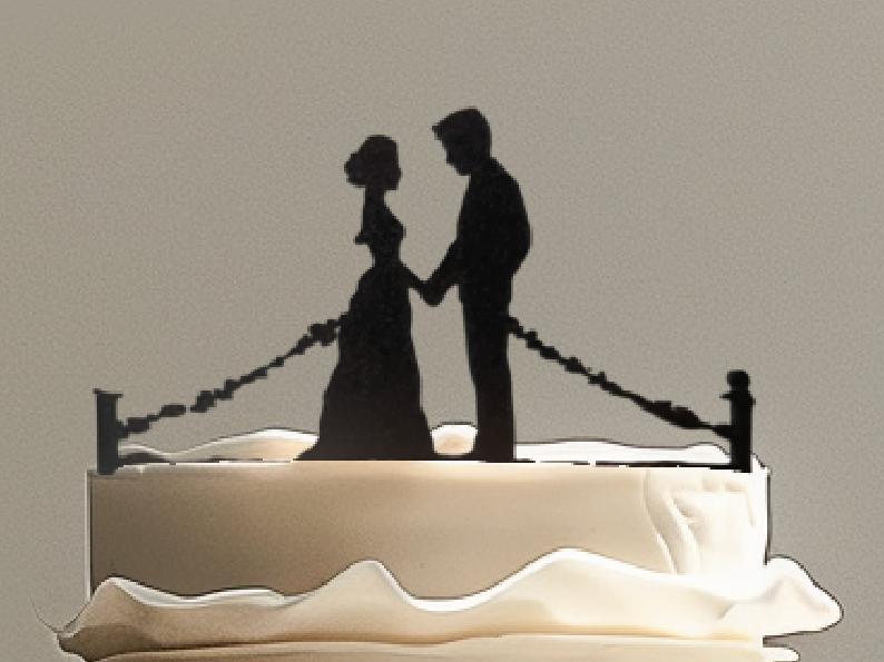 Wedding Cake Topper - Couple on Long Bridge