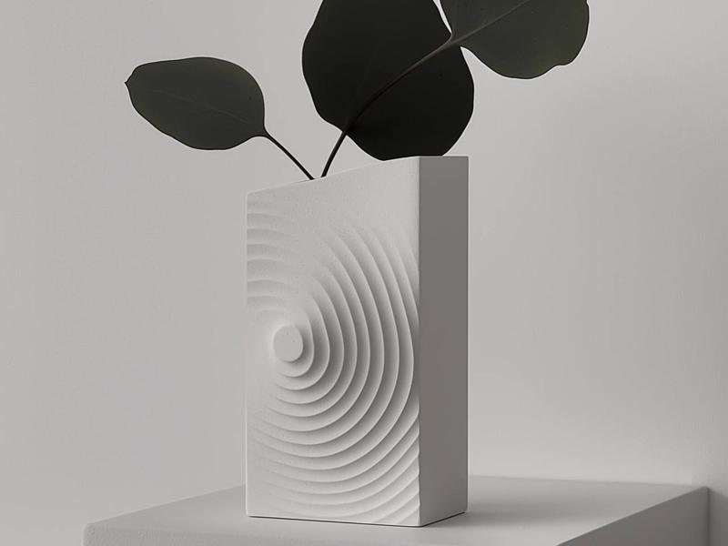 Ripple Cube Vase – Modern Geometric 3D Decor