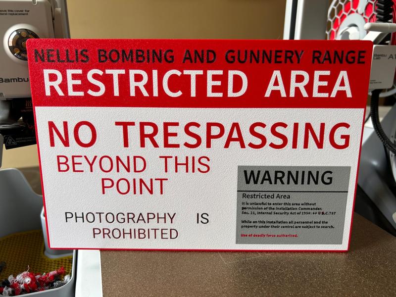 Area 51 Sign Nellis Bombing and Gunnery Range