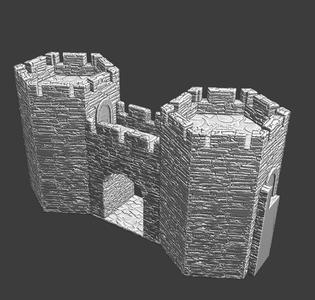 Medieval Gate with Hexagonal towers - Modular Castle System