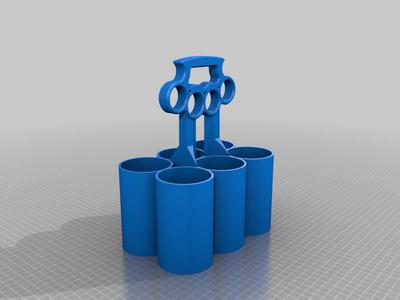 Brass knuckle beer bottle six pack holder