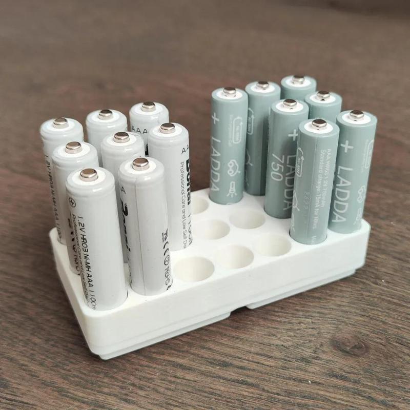 Gridfinity 2x1 Inter-stackable AAA battery holder   
