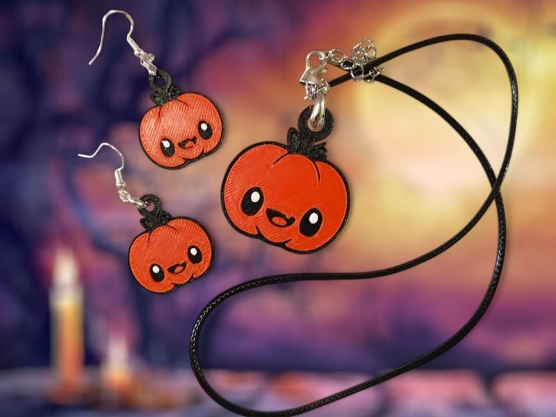 Cute Pumpkin - Earrings and Necklace