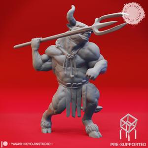 Minotaur Trident - Book of Beasts - Tabletop Miniature (Pre-Supported)
