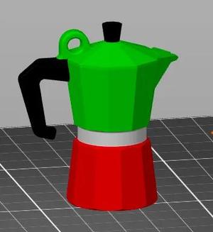 Italian Coffee maker Keychain in Italian flag colours   