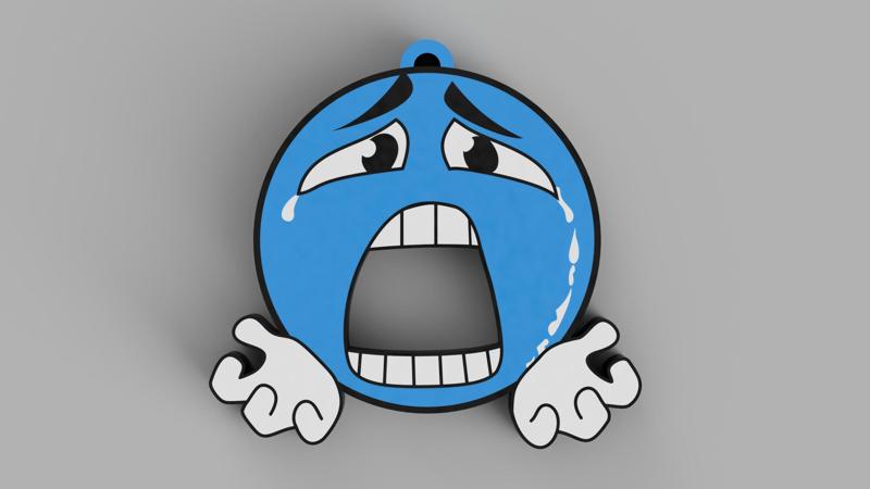 Blue Emoji - Cry AAA - Keychain, Earring, Bagcharm