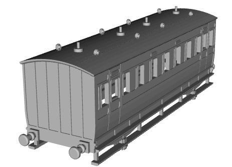NER (North Sunderland Railway)4 wheel saloon 2nd(3rd) coach 1/100 scale