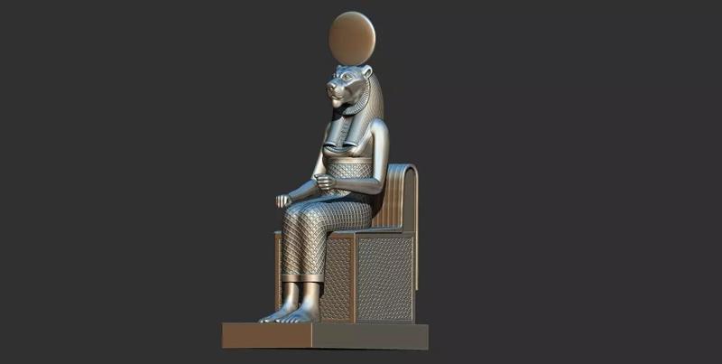 Sekhmet Goddess sitting sun disk  3d printable model