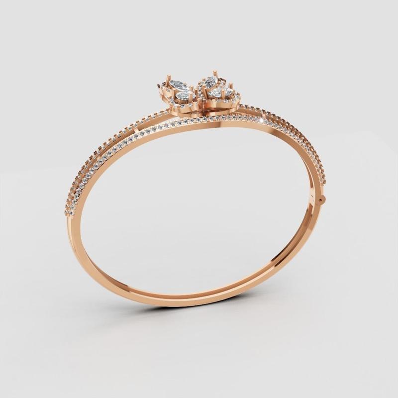 3D Printable Jewelry design of Bangle with diamonds