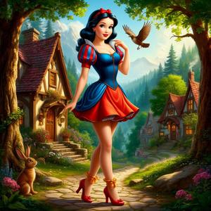 Snow White in the fairy tale forest.