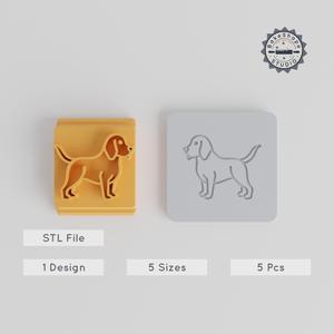 Beagle Stamp Tile Set, 5 Sizes, Perfect for Clay & Cookies, Dog Motif, 20-40mm, Puppy & Pet Designs