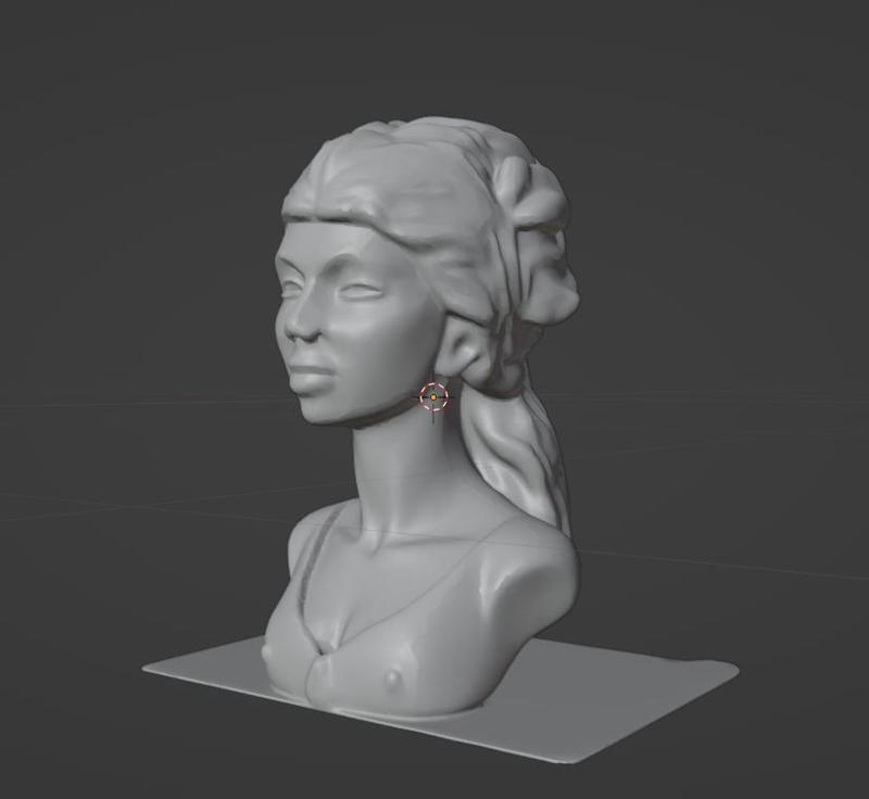 Stylized Female Bust with Tied Hair - 3D Printable Model
