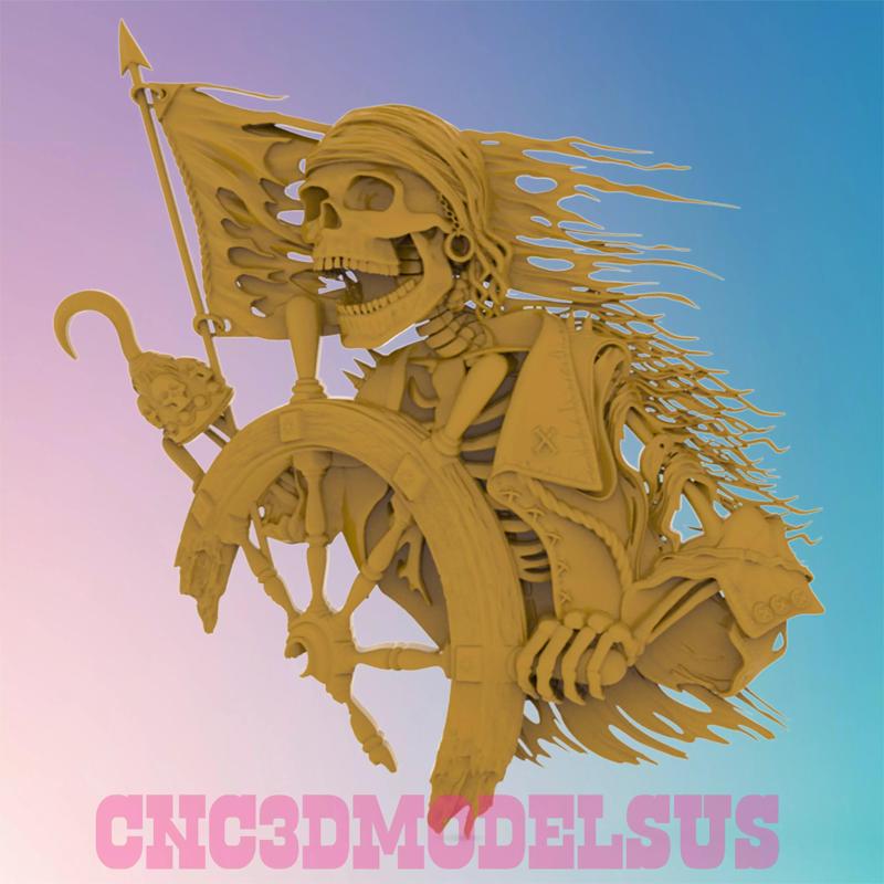 pirate skeleton 3D MODEL STL FILE FOR CNC ROUTER LASER