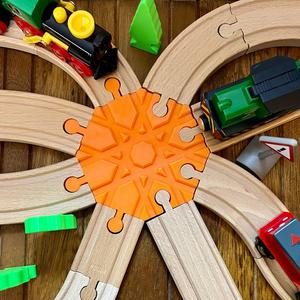 Train Track - 8-Way Intersection - Compatible with BRIO and Others