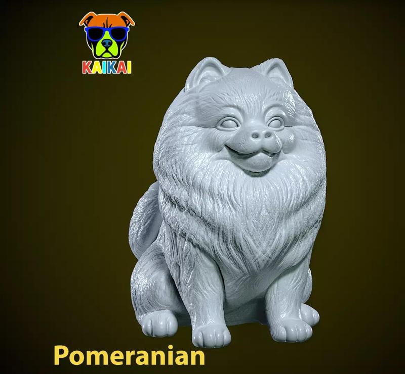 Pomeranian dog model - Pomeranian dog sitting - 3D print