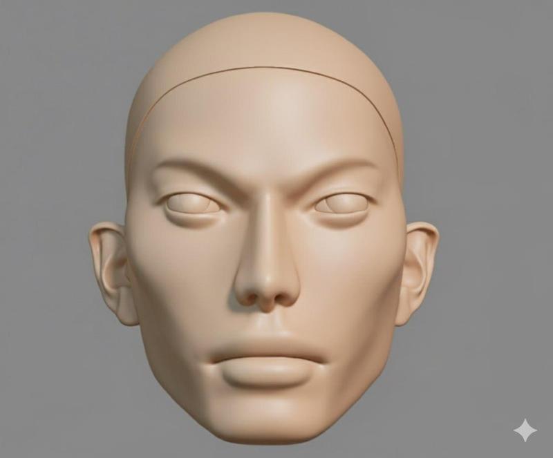 BJD Doll Head – Asian Male #tan