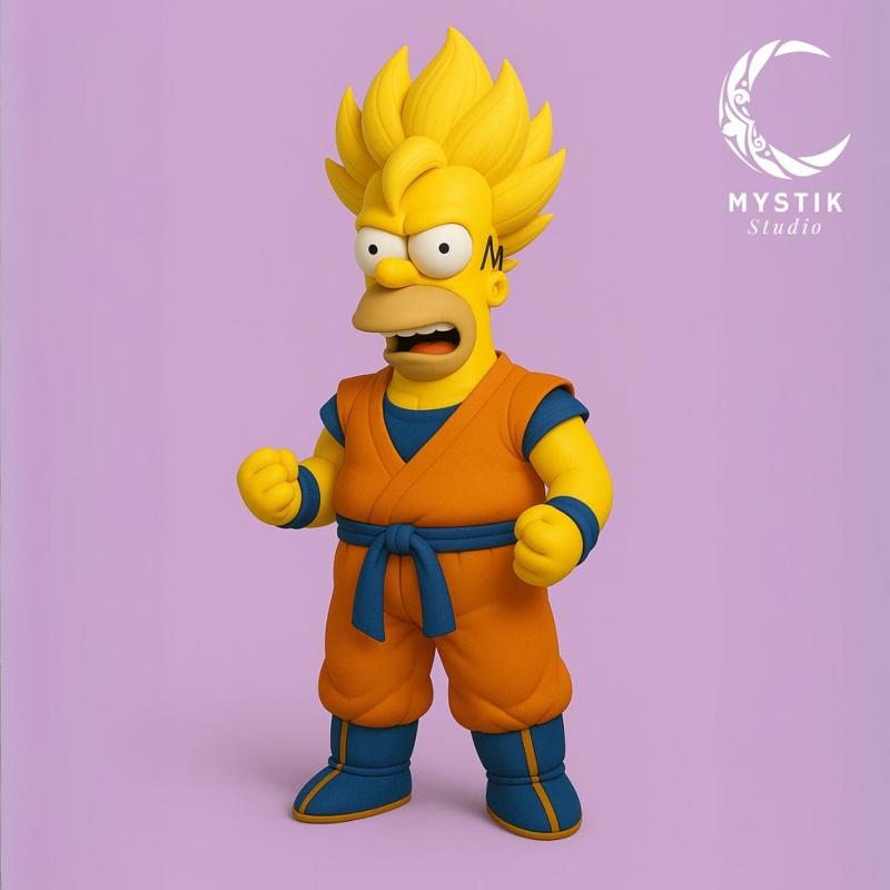 Homer Simpson Super Saiyan – Cartoon Fusion 3D STL