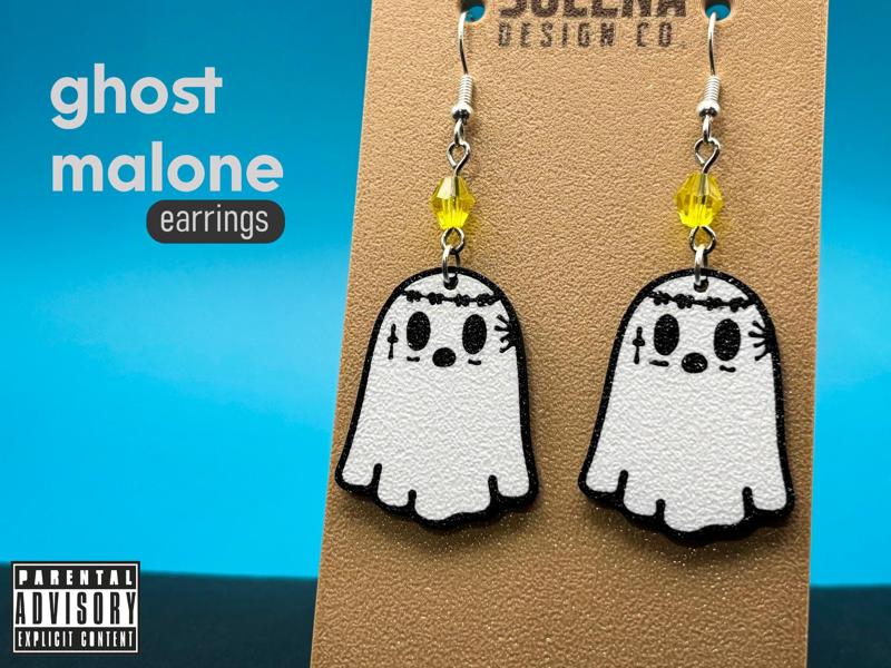 Ghost Malone Halloween Earrings | No AMS Needed