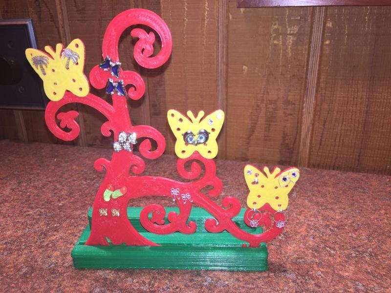 tree with three butterflies jewelry holder