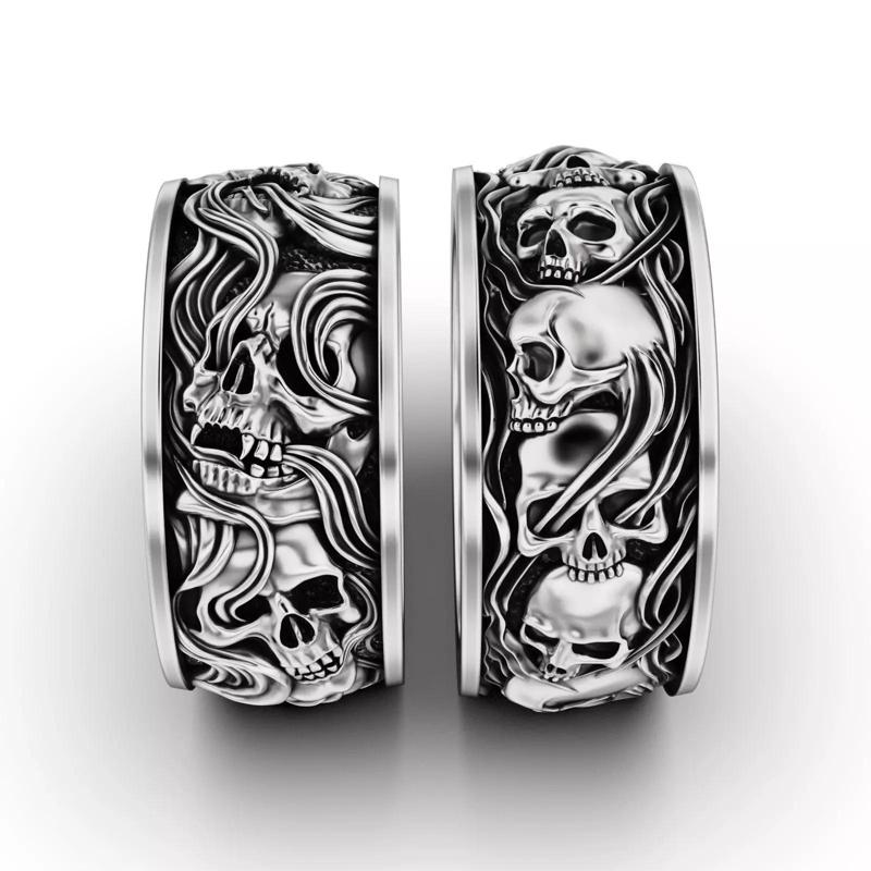Collection Skull ring and smoke in a circle
