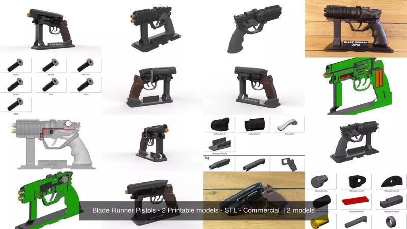 Blade Runner Pistols - 2 Printable models - STL - Commercial  3D Model Collection