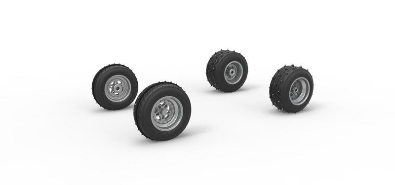 Wheel set of Ice Sprint car Scale 1:25