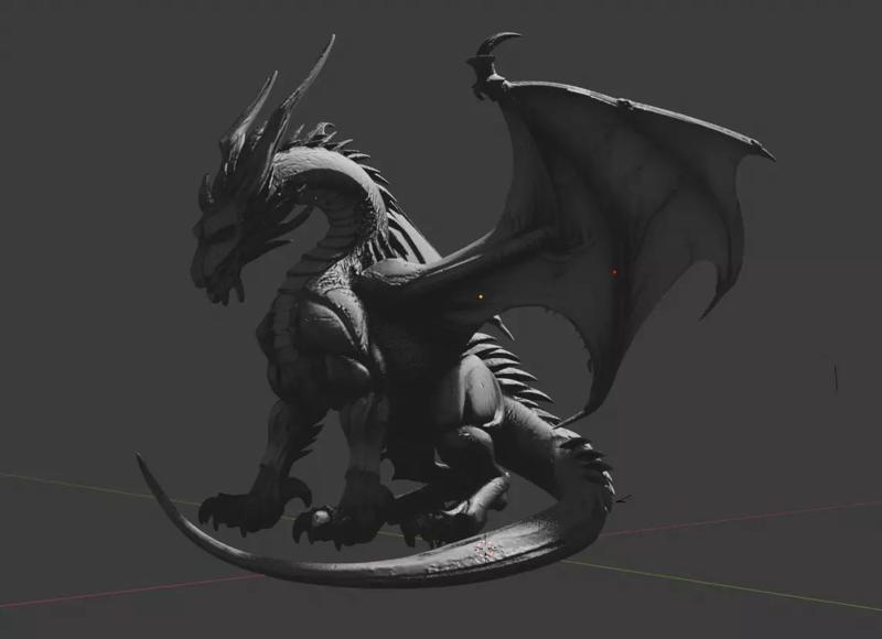 Stylized Dragon Asset  FBX with Textures  3D Printable