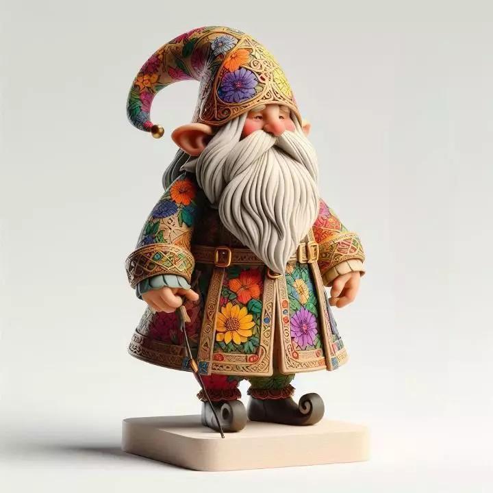 1041Fairy Tale Gnome Color Full Body Figurine on Base