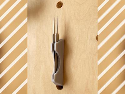 Minimalist Tweezers Holder/Wall Mount (Round Hole Pegboard)