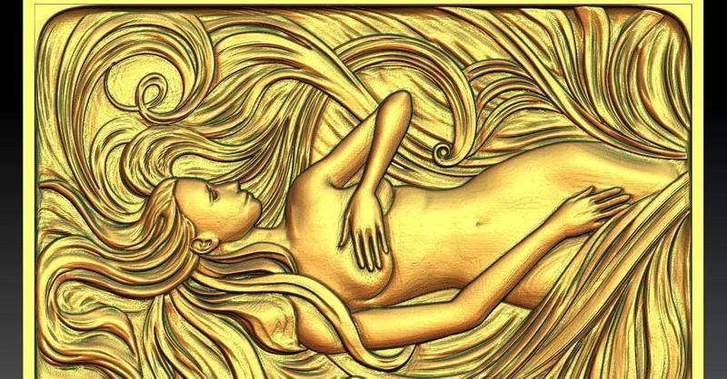 1 Picture of a girl surrounded by her hair CNC Relief Model