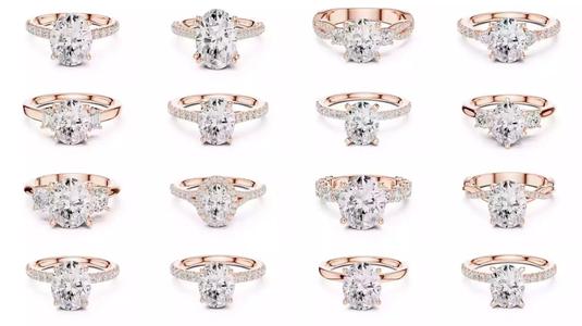 211 Oval Cut Diamond Rings 3DM STL OBJ FBX 3 Color Render Video 3D Model Collection