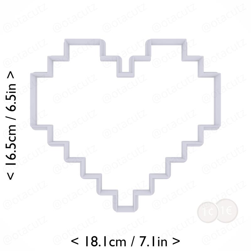 Pixel Heart Cookie Cutter 6.75in / 17.1cm