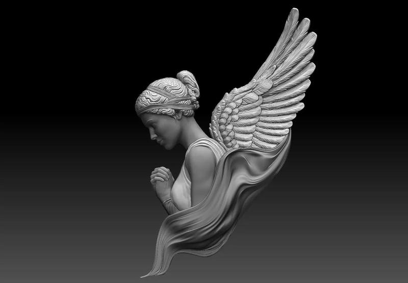 angel female Bas Relief 3D print model cnc