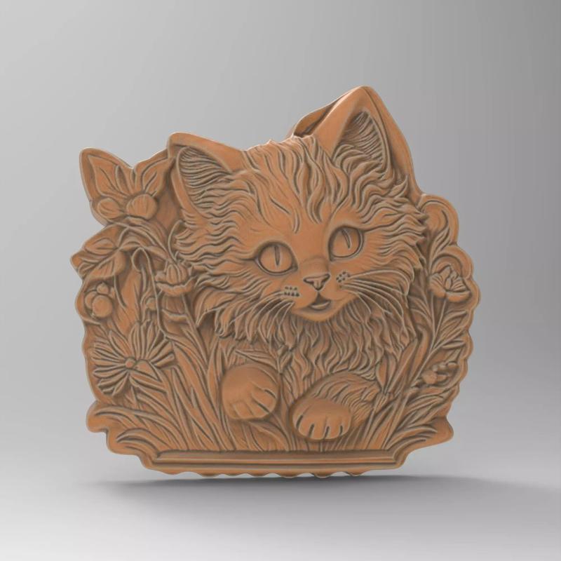 Cute Kitty Floral Cat Wall Plaque